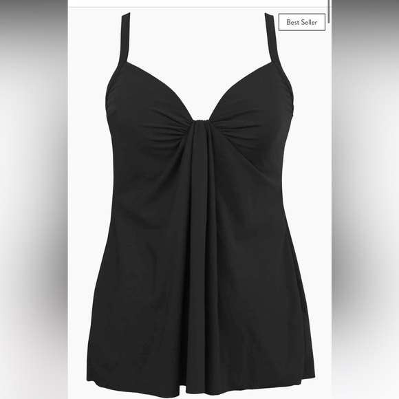 Nwt Miraclesuit Rock Solid Marina Black Tankini Top | Size 8
